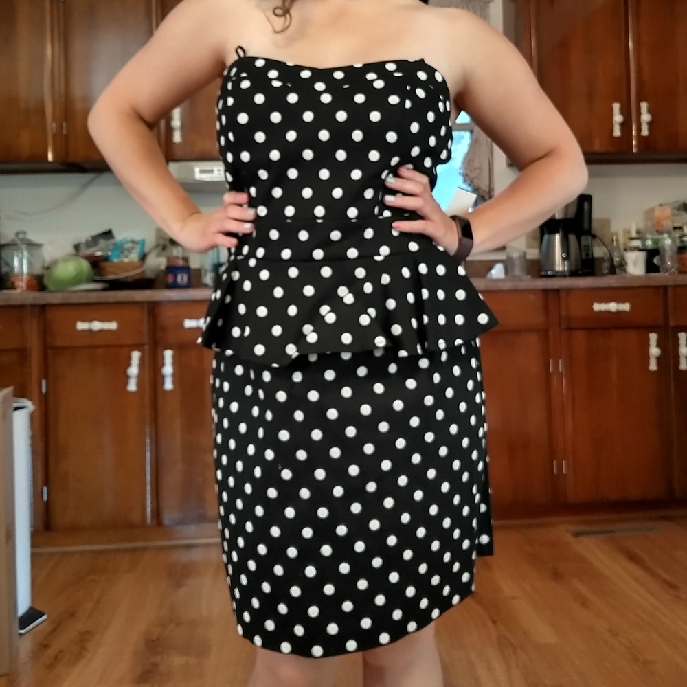 NWT polka dot peplum dress